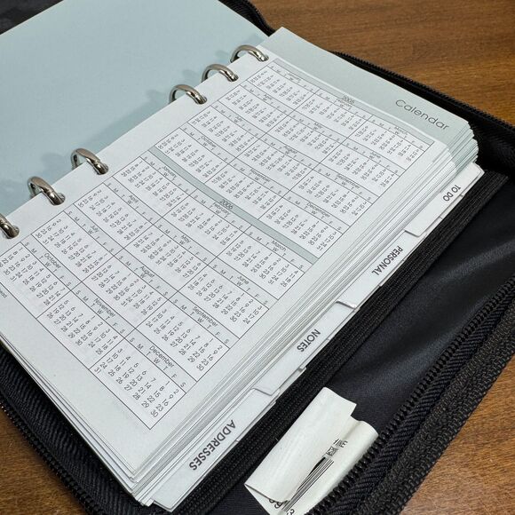 PlanAhead 6 Ring Planner Black Organizer Undated Calendar Inserts Pockets - Picture 11 of 16